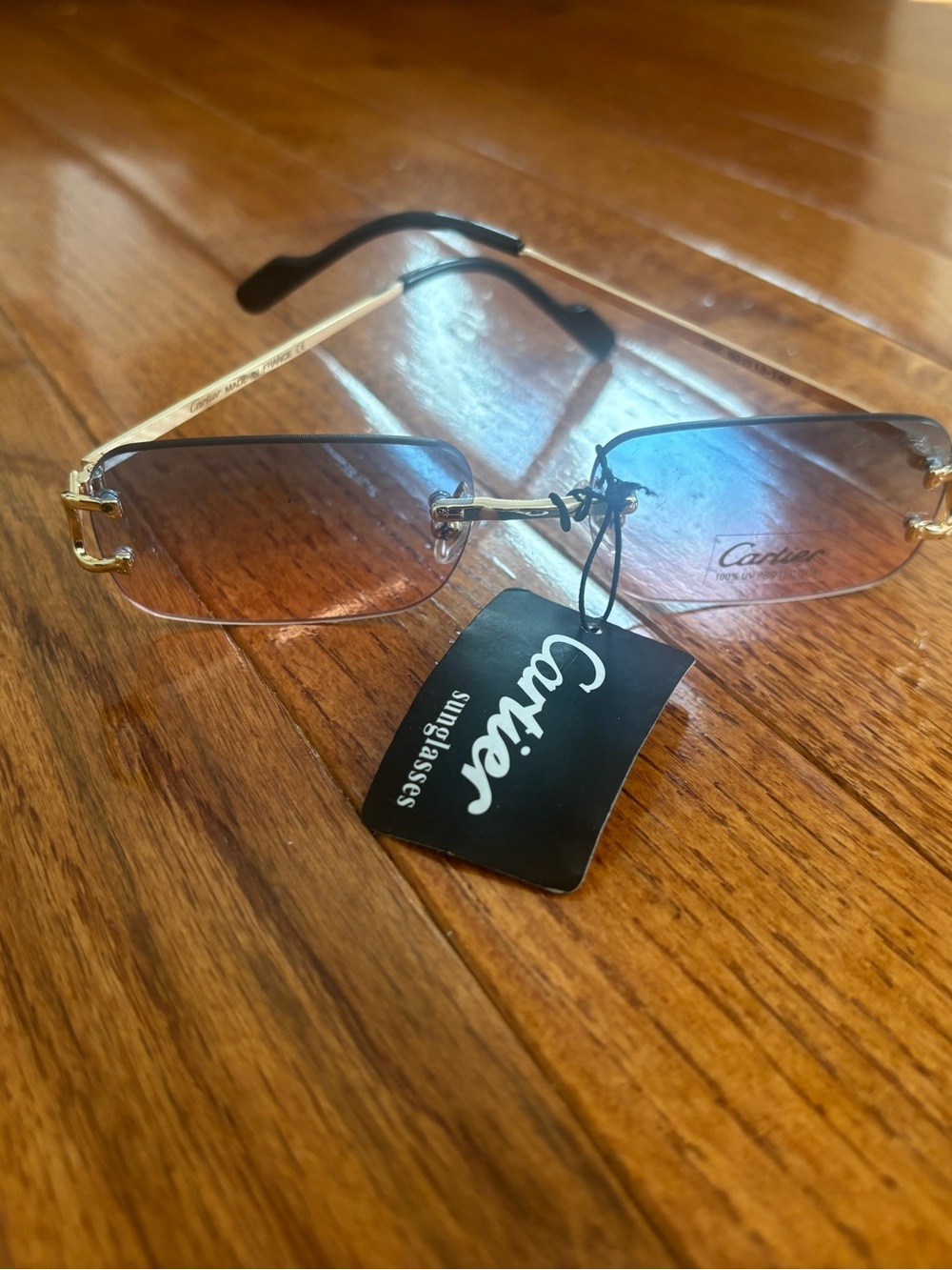 Cartier Men’s Rimless Sunglasses in Gold with Brown Gradient Lenses